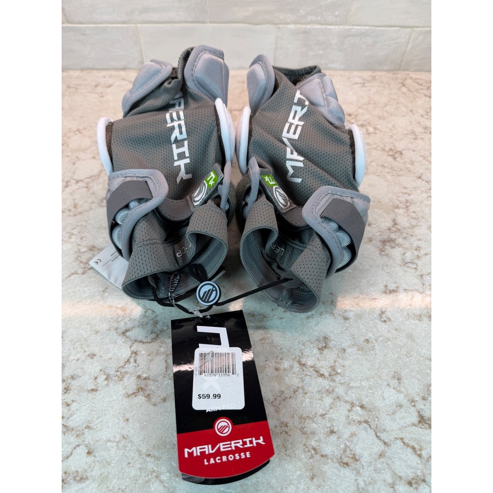 Maverik MX Lacrosse Arm Pads Grey Size Large Molded Protection 3003402 NWT